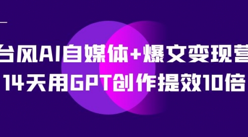 台风AI自媒体+爆文变现营，14天用GPT创作提效10倍（12节课）-七宝：认真做好一件事